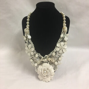 Large Ivory Floral Necklace +